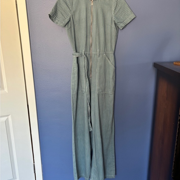 Striped Blue Jumpsuit - Picture 1 of 3